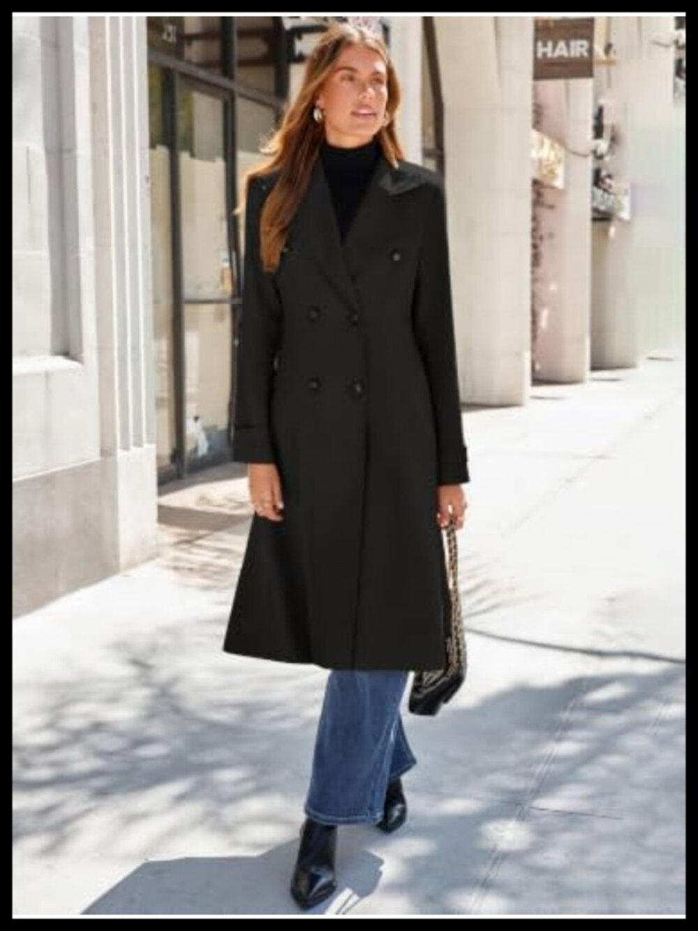 Oversized Long Trench Coat Double Breasted Winter Jacket - Picture 2 of 6